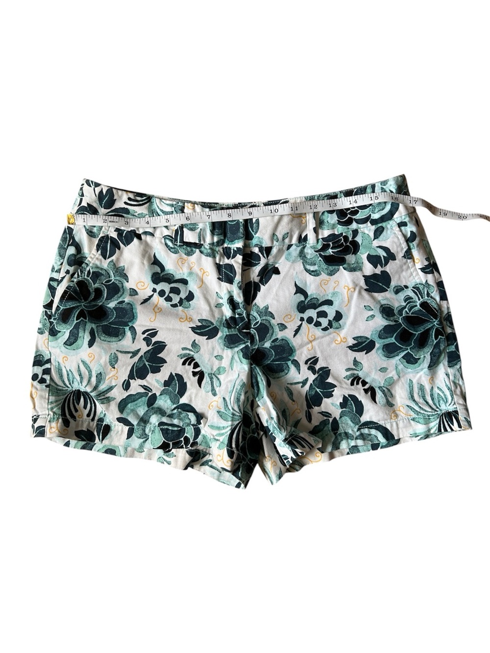 Ann Taylor LOFT Water Color Floral Cotton Chino Shorts Women’s Botanical Coastal - Picture 2 of 7